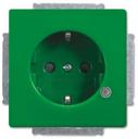 ABB Carat/Solo/Busch-Axcent 2013-0-5287 Розетка с заземляющим контактом (16A, LED-подсветка, шторки, под рамку, скрытая установка, зеленая)
