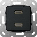 Gira System55 567110 Розетка HDMI (2хHDMI, под рамку, скрытая установка, черная матовая)