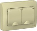 Schneider Electric Blanca BLNRS441127 Розетка двойная с заземляющим контактом (16 А, IP44, в сборе, скрытая установка, шторки, бежевая)