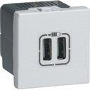 Legrand Mosaic 079394 Розетка USB (2хUSB, под рамку, скрытая установка, 2 модуля, алюминий)