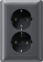 Gira E2 078328 Розетка SCHUKO с заземляющим контактом (16 А, шторки, в сборе, скрытая установка, антрацит)
