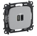 Legrand Valena Allure 754967 Розетка USB (2xUSB, тип А-тип С, под рамку, скрытая установка, алюминий)