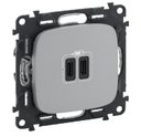 Legrand Valena Allure 755347 Розетка USB (2xUSB, тип С-тип С, под рамку, скрытая установка, алюминий)