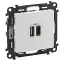 Legrand Valena Life 753106 Розетка USB (2xUSB, тип А-тип С, под рамку, скрытая установка, белая)