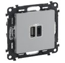 Legrand Valena Life 753306 Розетка USB (2xUSB, тип А-тип С, под рамку, скрытая установка, алюминий)