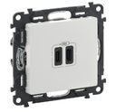 Legrand Valena Life 753107 Розетка USB (2xUSB, тип С-тип С, под рамку, скрытая установка, белая)