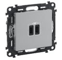 Legrand Valena Life 753307 Розетка USB (2xUSB, тип С-тип С, под рамку, скрытая установка, алюминий)