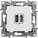 Legrand Etika 672236 Розетка USB (2xUSB, тип А-тип С, под рамку, скрытая установка, белая)