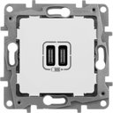Legrand Etika 672235 Розетка USB (2xUSB, тип С-тип С, под рамку, скрытая установка, белая)