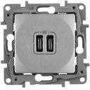 Legrand Etika 672435 Розетка USB (2xUSB, тип С-тип С, под рамку, скрытая установка, алюминий)