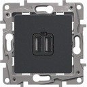 Legrand Etika 672635 Розетка USB (2xUSB, тип С-тип С, под рамку, скрытая установка, антрацит)