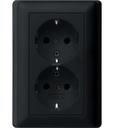 Gira E2 0783005 Розетка SCHUKO с заземляющим контактом (16 А, шторки, в сборе, скрытая установка, черная матовая)