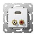 Gira System55 567403 Розетка комбинированная (2хRCA+HDMI, под рамку, скрытая установка, белая глянцевая)