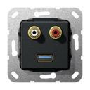 Gira System55 569010 Розетка аудио (2хRCA, под рамку, скрытая установка, черная матовая)
