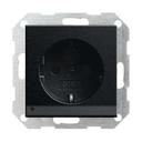 Gira System55 1170005 Розетка SCHUKO с заземляющим контактом (16 А, шторки, подсветка, под рамку, скрытая установка, черная матовая)