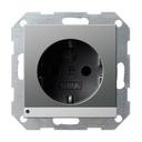 Gira System55 1170600 Розетка SCHUKO с заземляющим контактом (16 А, шторки, подсветка, под рамку, скрытая установка, нержавеющая сталь)