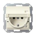 Gira System55 276301 Розетка SCHUKO с заземляющим контактом (16 А, шторки, крышка, подсветка, под рамку, скрытая установка, кремовая глянцевая)