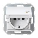 Gira System55 276303 Розетка SCHUKO с заземляющим контактом (16 А, шторки, крышка, подсветка, под рамку, скрытая установка, белая глянцевая)