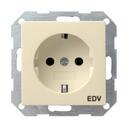 Gira System55 045801 Розетка SCHUKO с заземляющим контактом (16 А, маркировка, под рамку, скрытая установка, кремовая глянцевая)