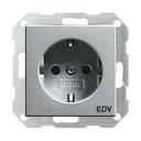 Gira System55 045826 Розетка SCHUKO с заземляющим контактом (16 А, маркировка, под рамку, скрытая установка, алюминий)