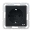 Gira System55 0458005 Розетка SCHUKO с заземляющим контактом (16 А, маркировка, под рамку, скрытая установка, черная матовая)