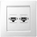 Simon Simon 15 1590590-030 Розетка компьютерная (RJ11+RJ45, в сборе, скрытая установка, белая)