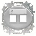 ABB Tacto 5518.2 PL Накладка розетки информационной двойной с суппортом (поле для надписи, серебро)