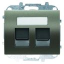 ABB Olas 8418.2 AP Накладка для двух суппортов (RJ11/RJ45, шторки, поле для надписи, перламутровый металлик)
