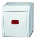 ABB Ocean 1085-0-1631 Переключатель одноклавишный (10 А, красная линза, поле для надписи, IP44, в сборе, открытая установка, альпийский белый)