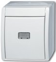 ABB Ocean 1484-0-0381 Кнопка без фиксации (10 А, подсветка, IP44, в сборе, открытая установка, альпийский белый)