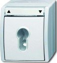 ABB Ocean 1101-0-0924 Выключатель жалюзи с ключом (10 А, с фиксацией, поле для надписи, IP44, в сборе, открытая установка, альпийский белый)
