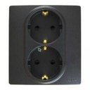 Simon Simon 15 1590456-032 Розетка двойная (16 А, з/к, в сборе, скрытая установка, черный глянец)