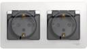 Schneider Electric Glossa GSL000247 Розетка двойная с заземляющим контактом и шторками (16 А, IP44, крышка, в сборе, скрытая установка, бежевая)