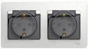 Schneider Electric Glossa GSL000147 Розетка двойная с заземляющим контактом и шторками (16 А, IP44, крышка, в сборе, скрытая установка, белая)