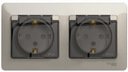 Schneider Electric Glossa GSL000947 Розетка двойная с заземляющим контактом и шторками (16 А, IP44, крышка, в сборе, скрытая установка, молочная)