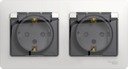 Schneider Electric Glossa GSL000647 Розетка двойная с заземляющим контактом и шторками (16 А, IP44, крышка, в сборе, скрытая установка, перламутровая)