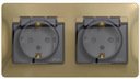Schneider Electric Glossa GSL000447 Розетка двойная с заземляющим контактом и шторками (16 А, IP44, крышка, в сборе, скрытая установка, титан)