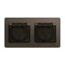 Schneider Electric Glossa GSL000847 Розетка двойная с заземляющим контактом и шторками (16 А, IP44, крышка, в сборе, скрытая установка, шоколад)