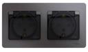 Schneider Electric Glossa GSL001347 Розетка двойная с заземляющим контактом и шторками (16 А, IP44, крышка, в сборе, скрытая установка, графит)