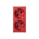 Simon 500 Cima 50000432-037 Розетка двойная ( зажим+1Click, 16 А, з/к, шторки, под рамку, скрытая установка, красная)