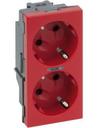 Simon 500 Cima 50010432-037 Розетка двойная (зажим+1Click, 16 А, з/к, шторки, индикатор, под рамку, скрытая установка, красная)