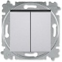 ABB Levit 2CHH595245A6070 Переключатель двухклавишный (10 А, под рамку, скрытая установка, серебро/дымчатый черный)