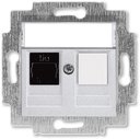ABB Levit 2CHH295117A6070 Розетка компьютерная (поле для надписи, RJ45+заглушка, под рамку, cat.5e, с/у, серебро/дымчатый черный)
