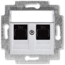 ABB Levit 2CHH295118A6070 Розетка компьютерная (поле для надписи, 2хRJ45, под рамку, cat.5e, с/у, серебро/дымчатый черный)