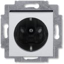 ABB Levit 2CHH203457A6070 Розетка с заземляющим контактом (16 А, шторки, под рамку, скрытая установка, серебро/дымчатый черный)