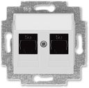 ABB Levit 2CHH295118A6016 Розетка компьютерная (поле для надписи, 2хRJ45, под рамку, cat.5e, с/у, серый/белый)