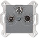 ABB Levit 2CHH083303A6069 Розетка телевизионная оконечная (Radio+SAT+TV, под рамку, с/у, сталь/дымчатый черный)