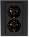 ABB Levit 2CHH223457C6063 Розетка двойная с заземляющим контактом (16 А, шторки, в сборе, скрытая установка, антрацит/дымчатый чёрный)