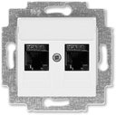 ABB Levit 2CHH296118A6003 Розетка компьютерная (поле для надписи, 2хRJ45, под рамку, cat.6, с/у, белый/белый)