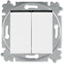 ABB Levit 2CHH595245A6062 Переключатель двухклавишный (10 А, под рамку, скрытая установка, белый/дымчатый черный)